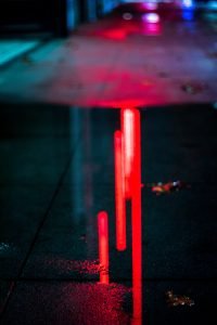 red light reflected on floor