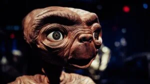 Close-up of the face of E.T.