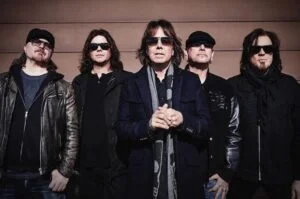 Europe, five band members dressed in black