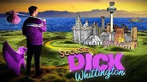 Poster for Scouse Dick Whittington with the Liverpool skyline