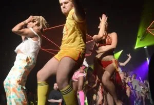 Dancers performing at the House of Suarez Vogue Ball at the Invisible Wind Factory