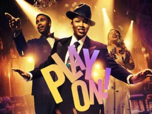 Poster for Play On! at Liverpool Playhouse, with performers in 1940s suits