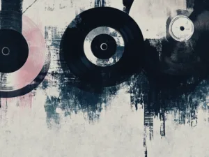 Grunge illustration of vinyl records