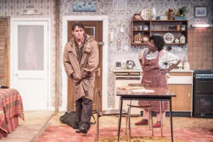 A scene from The Assassination of Margaret Thatcher with Anita Reynolds, photo by Marc Brenner